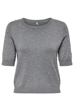 Jersey de cuello redondo perlas Only Light Grey Mela