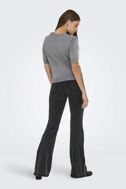Jersey de cuello redondo perlas Only Light Grey Mela
