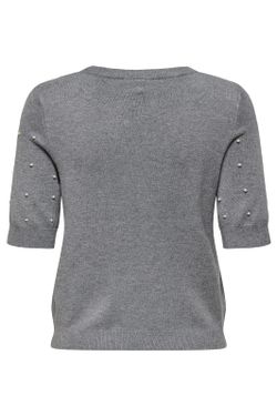 Jersey de cuello redondo perlas Only Light Grey Mela