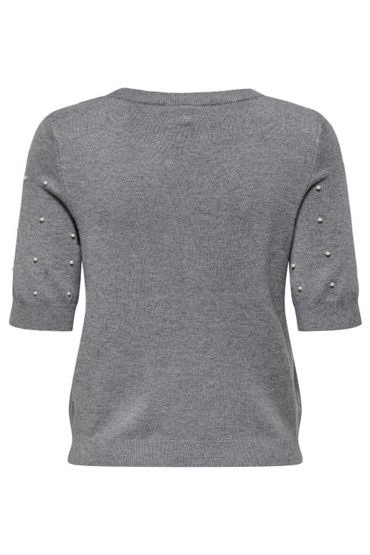 Jersey de cuello redondo perlas Only Light Grey Mela