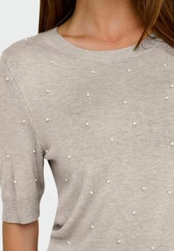 Jersey de cuello redondo perlas Only Pumice Stone