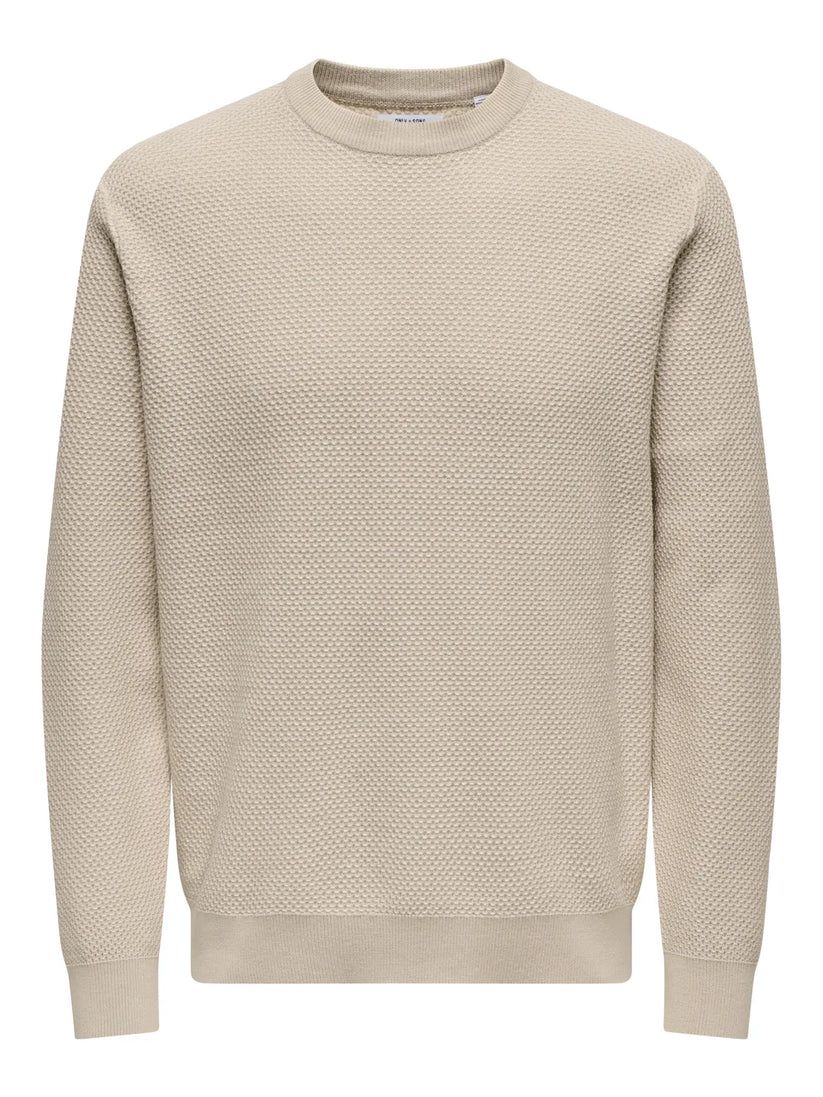 Jersey de cuello redondo punto hexagonal Only & Sons Silver Lining 4XL