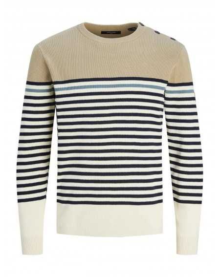 Jersey de cuello redondo rayas marineras Jack & Jones Buttercream