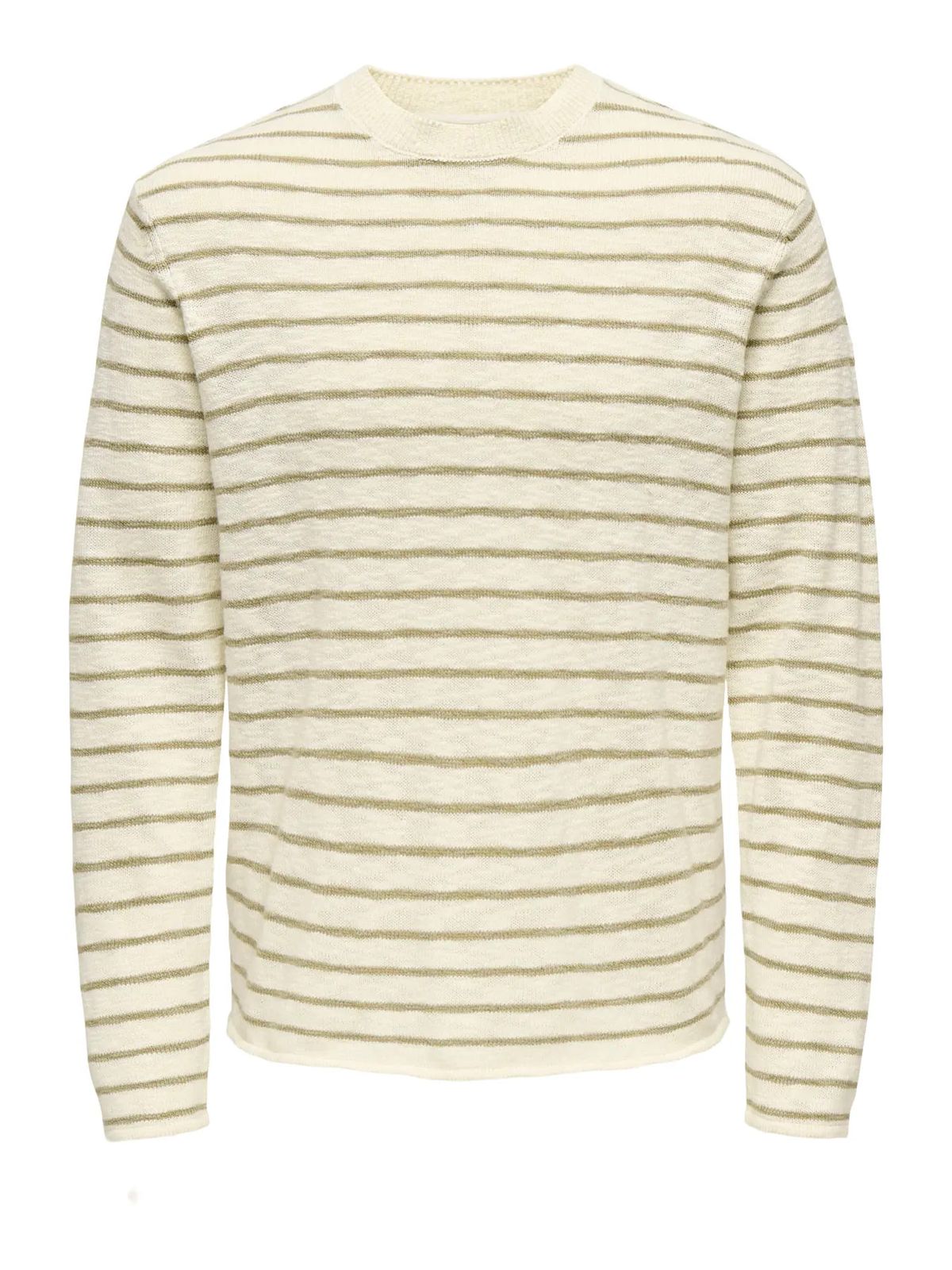 Jersey de cuello redondo rayas Only & Sons Cloud Dancer