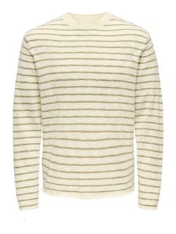 Jersey de cuello redondo rayas Only & Sons Cloud Dancer