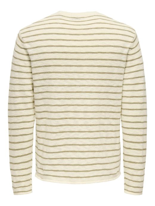 Jersey de cuello redondo rayas Only & Sons Cloud Dancer