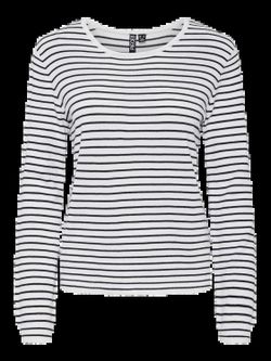 Jersey de cuello redondo rayas Pieces Cloud Dancer