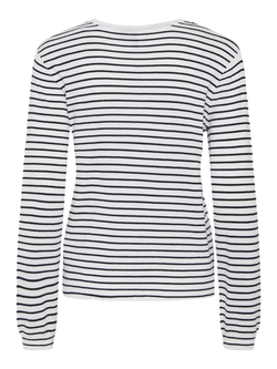 Jersey de cuello redondo rayas Pieces Cloud Dancer