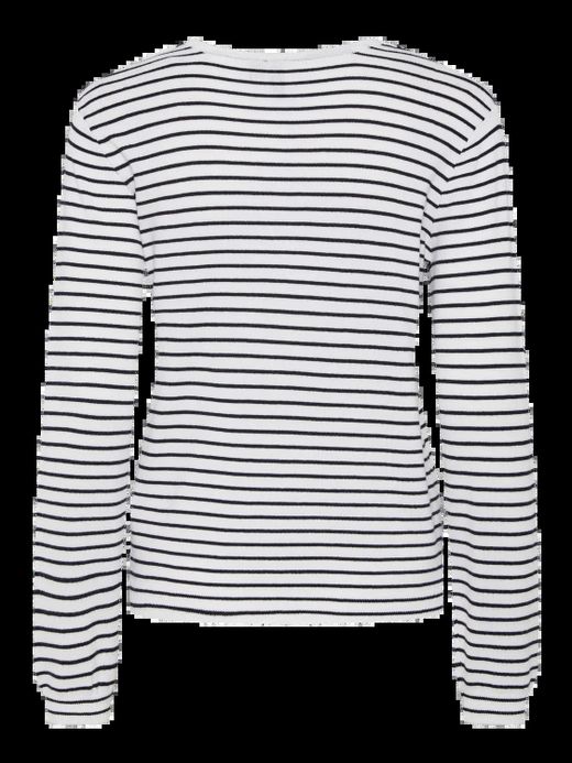 Jersey de cuello redondo rayas Pieces Cloud Dancer