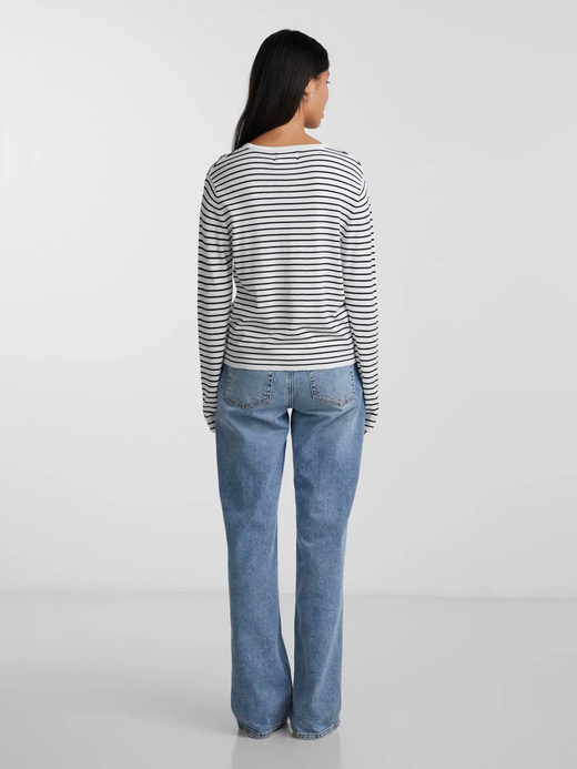 Jersey de cuello redondo rayas Pieces Cloud Dancer