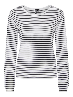 Jersey de cuello redondo rayas Pieces Cloud Dancer