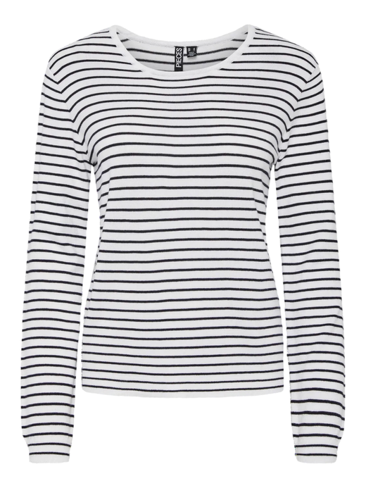 Jersey de cuello redondo rayas Pieces Cloud Dancer