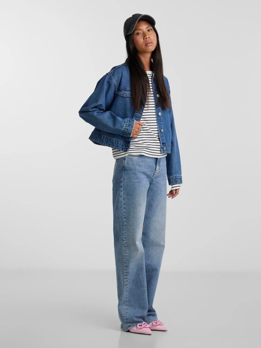 Jersey de cuello redondo rayas Pieces Cloud Dancer