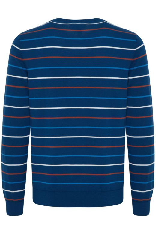 Jersey de cuello redondo rayas tricolor Blend Of America Navy Peony