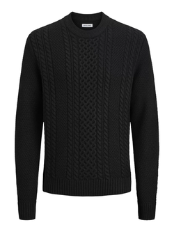 Jersey de cuello redondo trenzas Jack & Jones Black