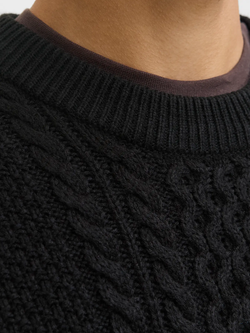 Jersey de cuello redondo trenzas Jack & Jones Black