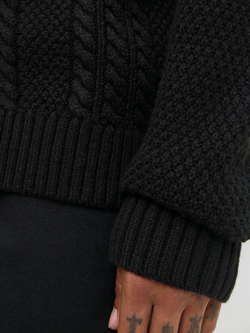 Jersey de cuello redondo trenzas Jack & Jones Black