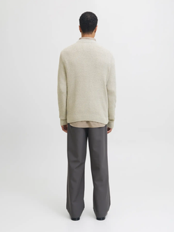 Jersey de cuello redondo trenzas Jack & Jones White Melange