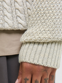 Jersey de cuello redondo trenzas Jack & Jones White Melange