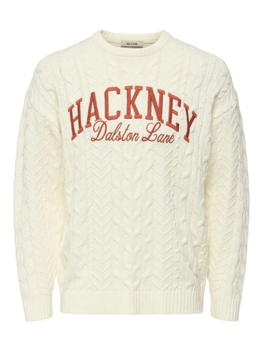 Jersey de cuello redondo trenzas Only & Sons Egret