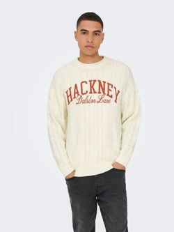 Jersey de cuello redondo trenzas Only & Sons Egret