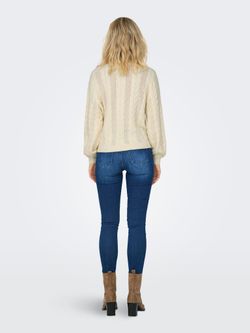 Jersey de cuello redondo trenzas Only Whitecap Gray