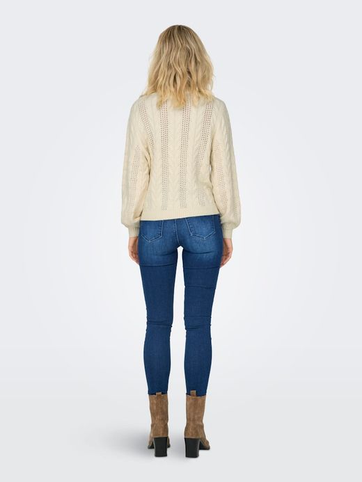 Jersey de cuello redondo trenzas Only Whitecap Gray