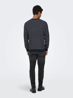 Jersey de cuello redondo punto hexagonal Only & Sons Navy Blazer