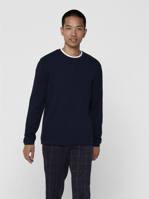 Jersey de punto granulado Only & Sons Dress Blue