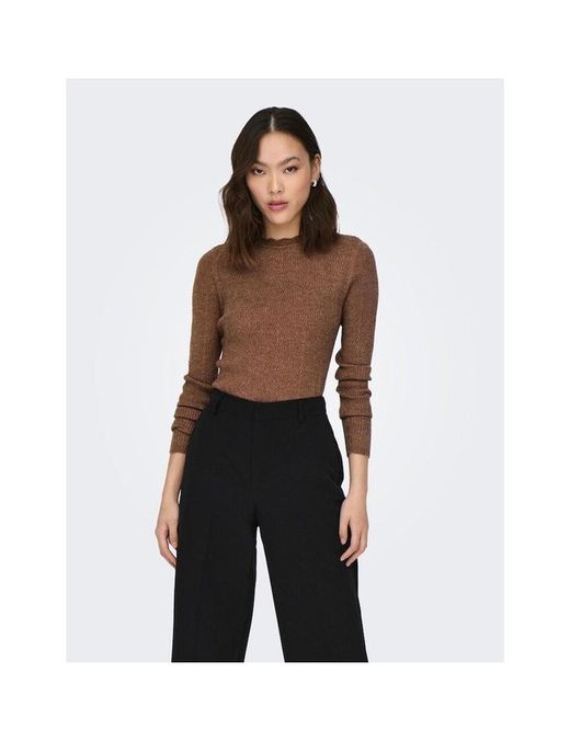 Jersey fino de canalé triangular Only Brown