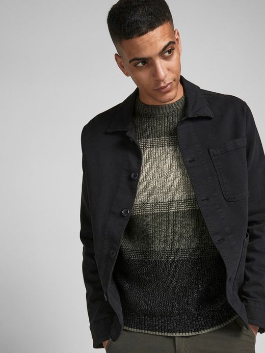 Jersey jaspeado con rayas anchas Jack & Jones Forest Night