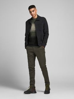 Jersey jaspeado con rayas anchas Jack & Jones Forest Night