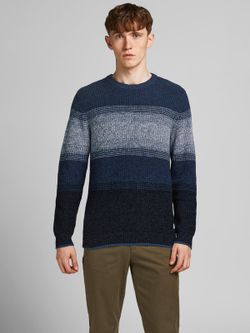 Jersey jaspeado con rayas anchas Jack & Jones Navy Blazer