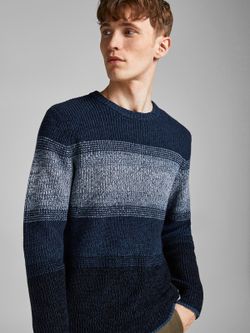 Jersey jaspeado con rayas anchas Jack & Jones Navy Blazer