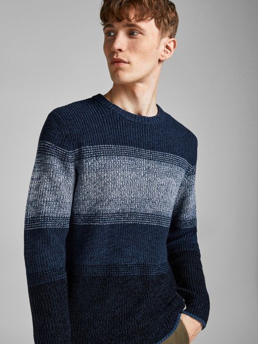 Jersey jaspeado con rayas anchas Jack & Jones Navy Blazer