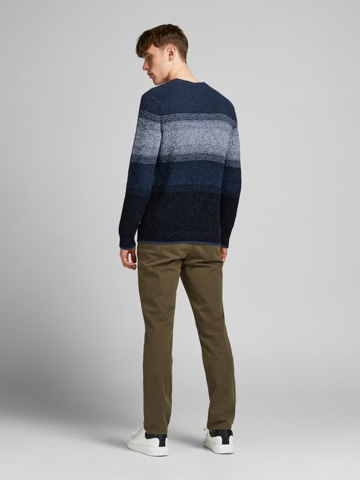 Jersey jaspeado con rayas anchas Jack & Jones Navy Blazer