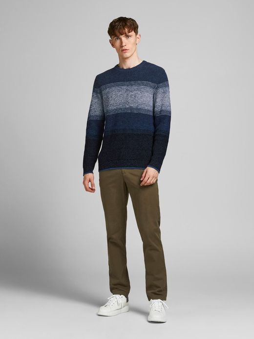 Jersey jaspeado con rayas anchas Jack & Jones Navy Blazer