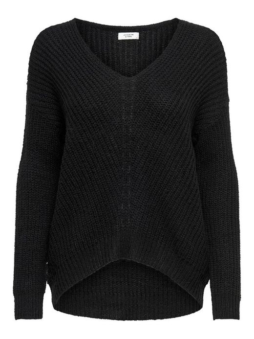 Maglione tinta unita con scollo a V Jacqueline De Yong nero