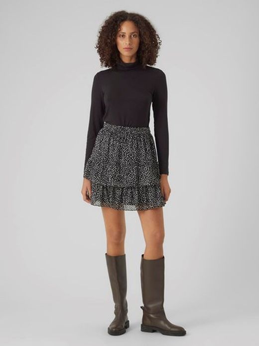 Mini falda con volante estampado abstracto Vero Moda Black