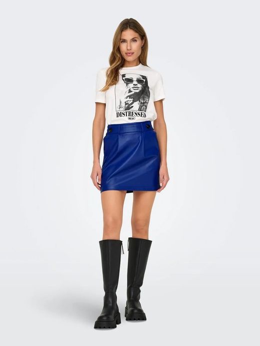 Minifalda polipel botones Only Blue