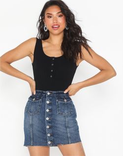 Denim Mini Skirt with Buttons Only Medium Blue