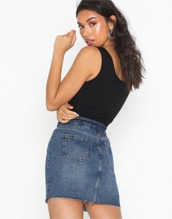 Denim Mini Skirt with Buttons Only Medium Blue