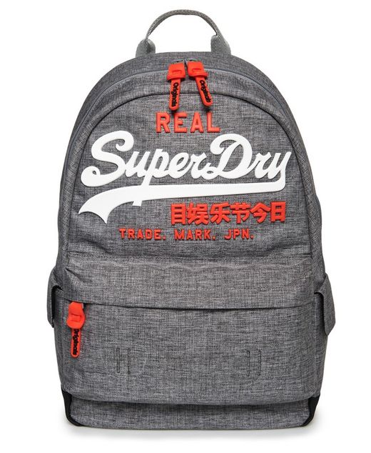 Mochila Carta Básica Marmorizada com Letras Cinza Superdry Marl