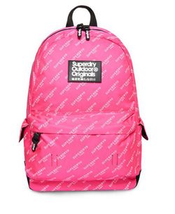 Mochila básica con print branding Superdry Pink