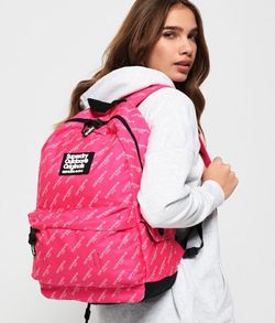 Mochila básica con print branding Superdry Pink