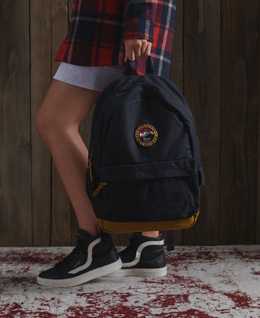 Mochila básica lisa con escudo Superdry Navy