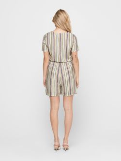 Only Cloud Dancer Striped Buttoned Playsuit