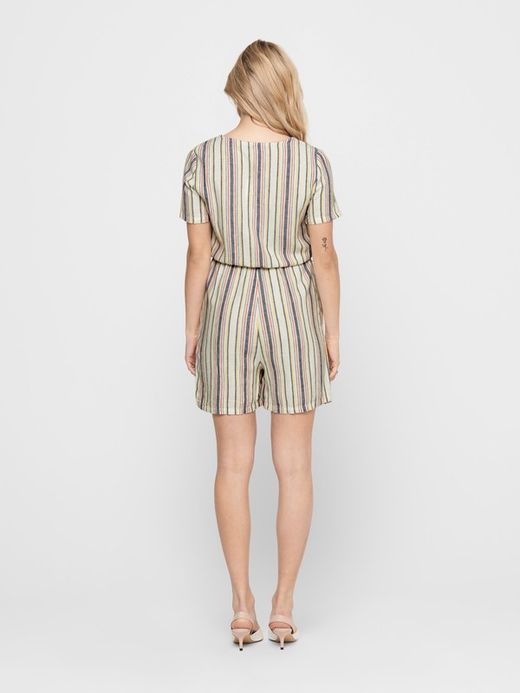 Only Cloud Dancer Striped Buttoned Playsuit