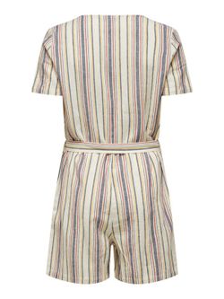 Only Cloud Dancer Striped Buttoned Playsuit