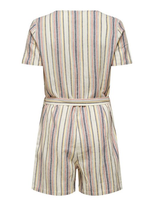 Only Cloud Dancer Striped Buttoned Playsuit